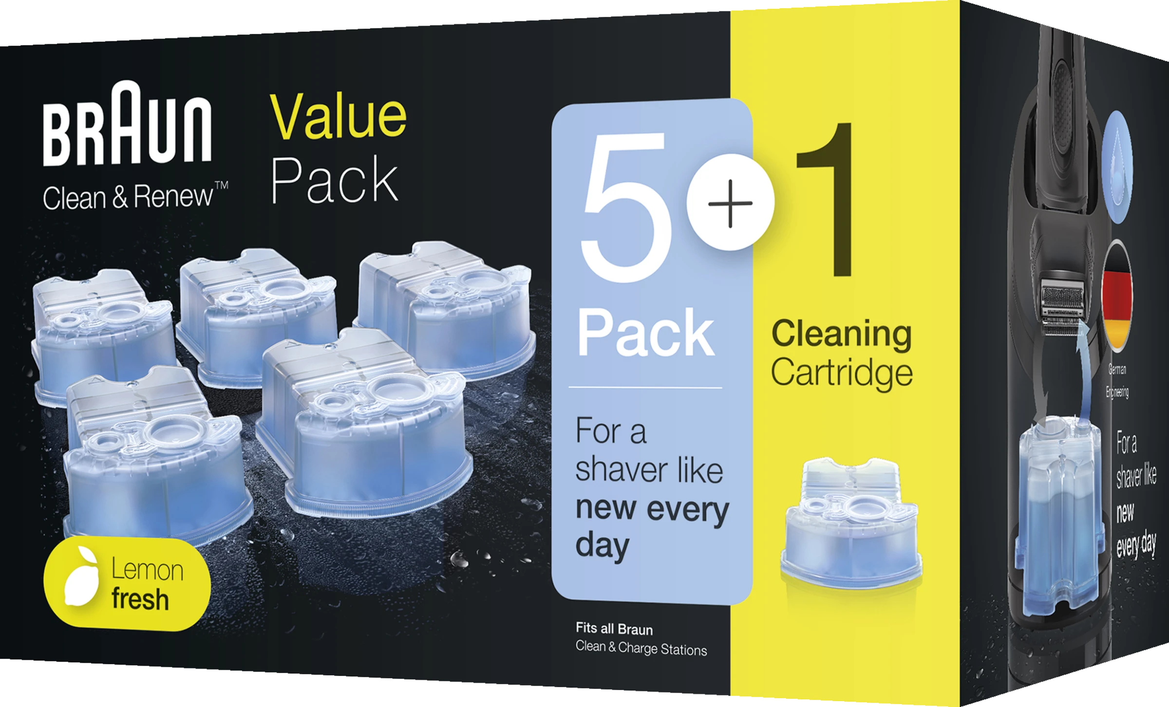Braun Clean & Renew Reinigungskartuschen Lemon Fresh, Promo-Pack 5+1 - Image 2