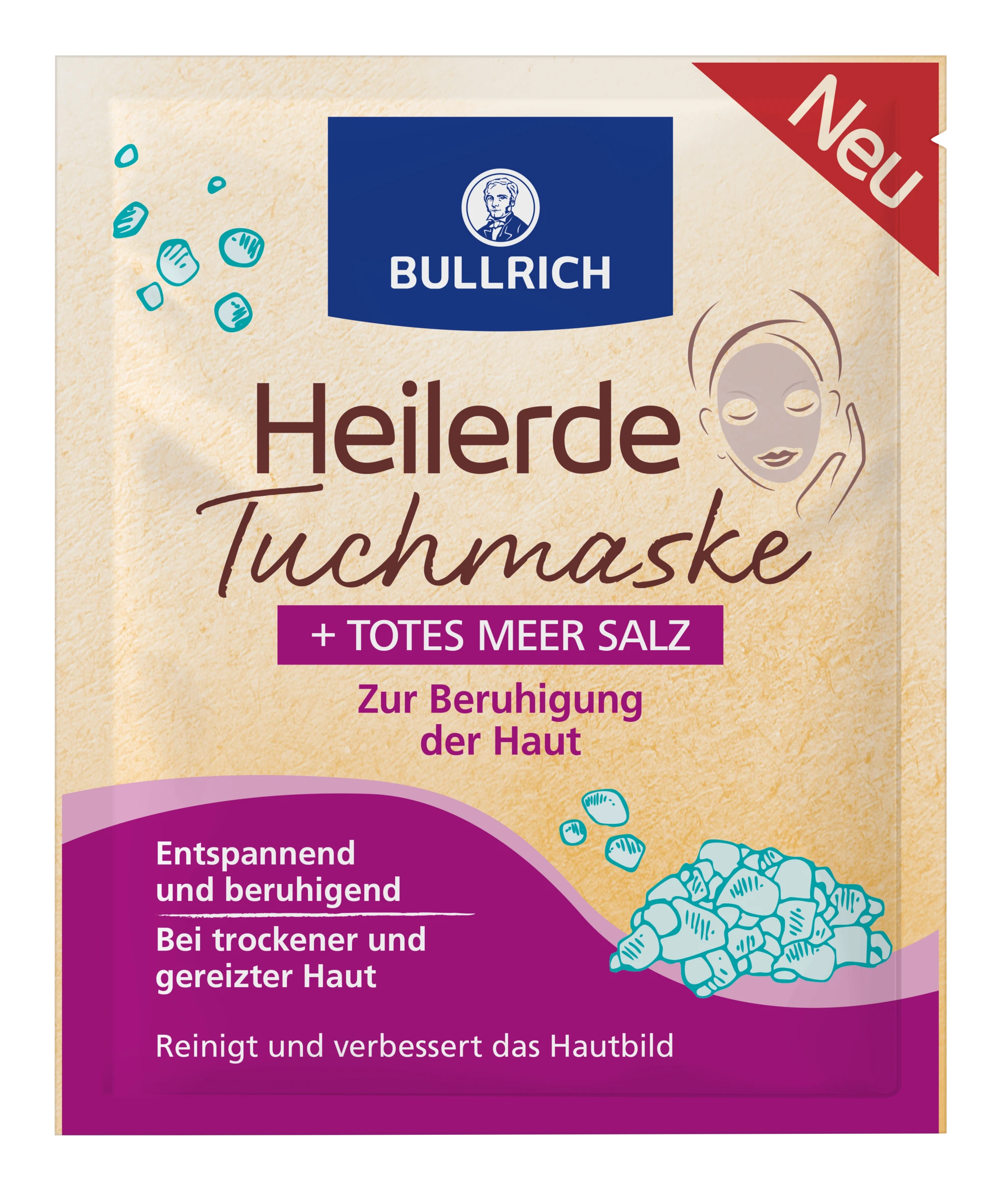 Bullrich Heilerde Tuchmaske + Totes Meer Salz
