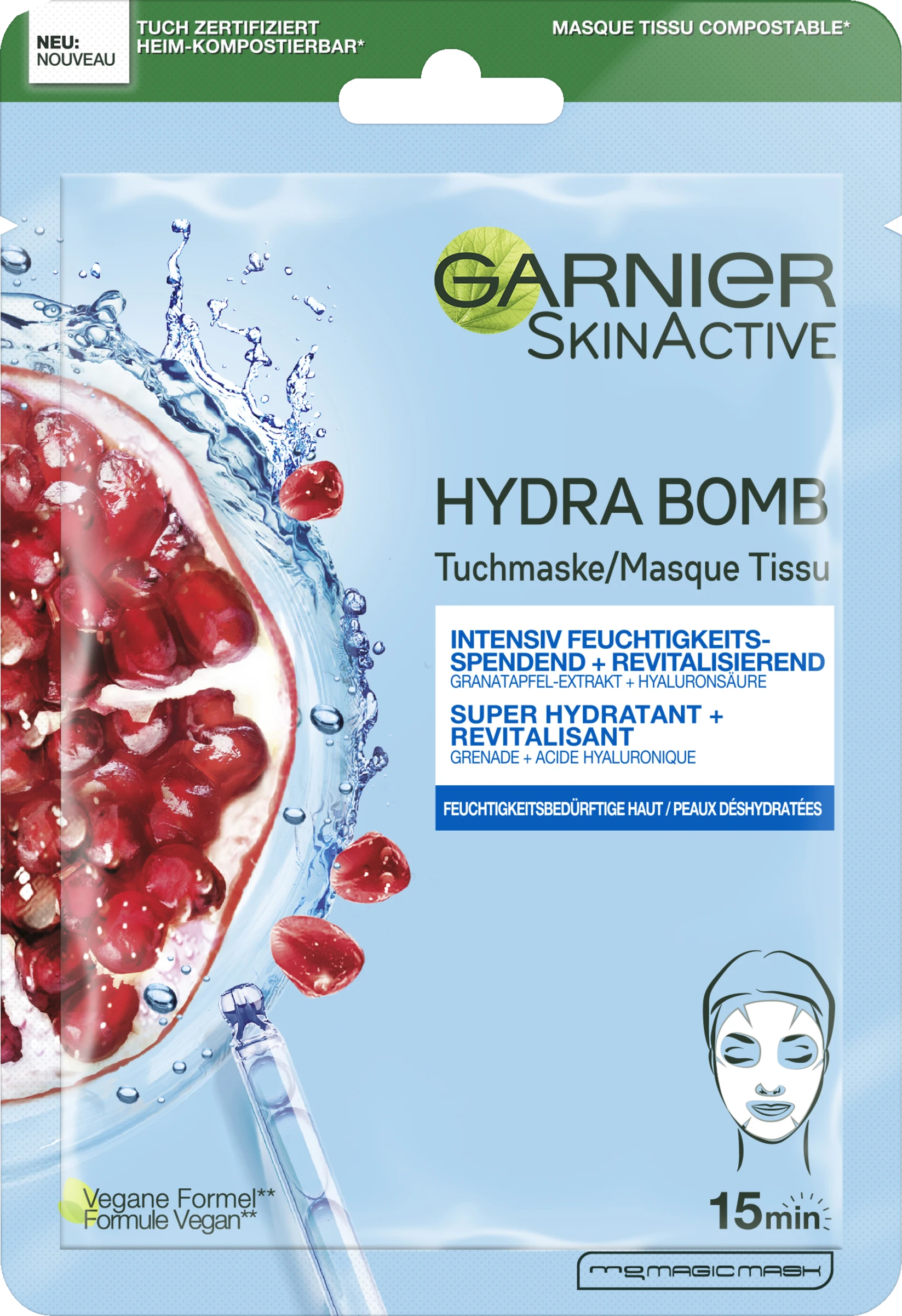 Garnier SkinActive Hydro Bomb Tuchmaske Intensiv Feuchtigkeitsspendend + Revitalisierend
