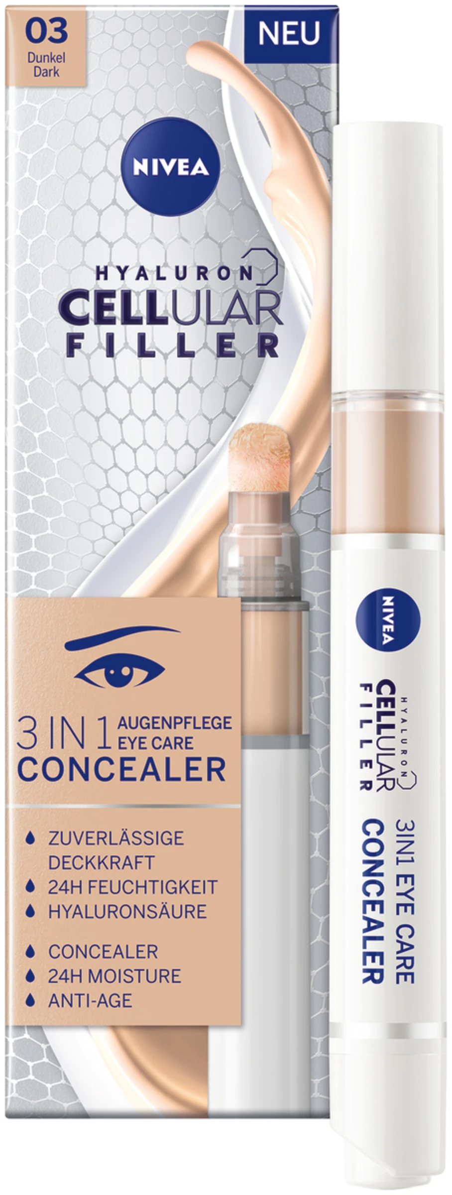 NIVEA Cellular Filler 3in1 Augenpflege Concealer Dunkel