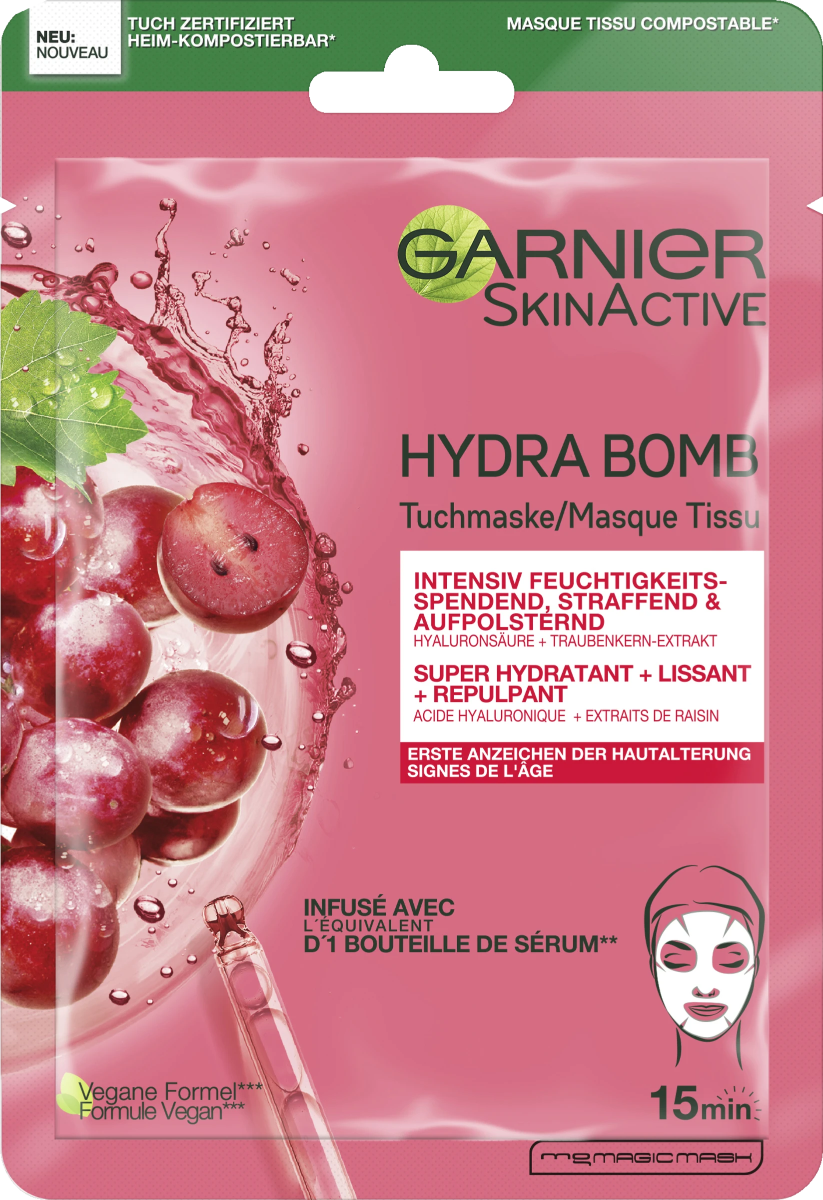 Garnier SkinActive Hydra Bomb Tuchmaske Traubenkern