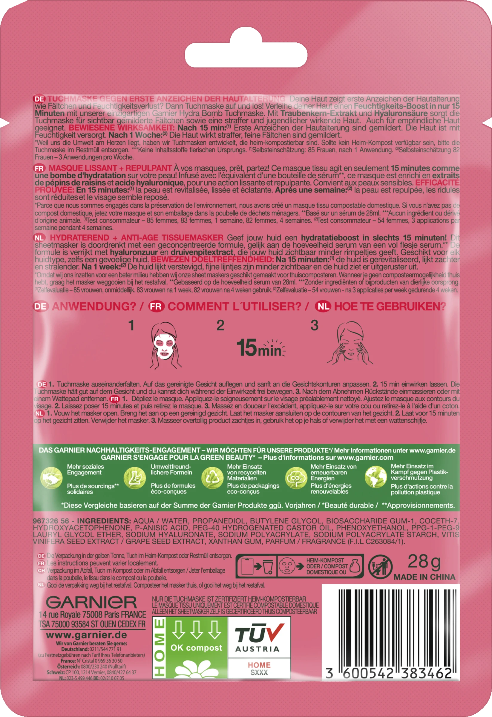 Garnier SkinActive Hydra Bomb Tuchmaske Traubenkern - Image 2