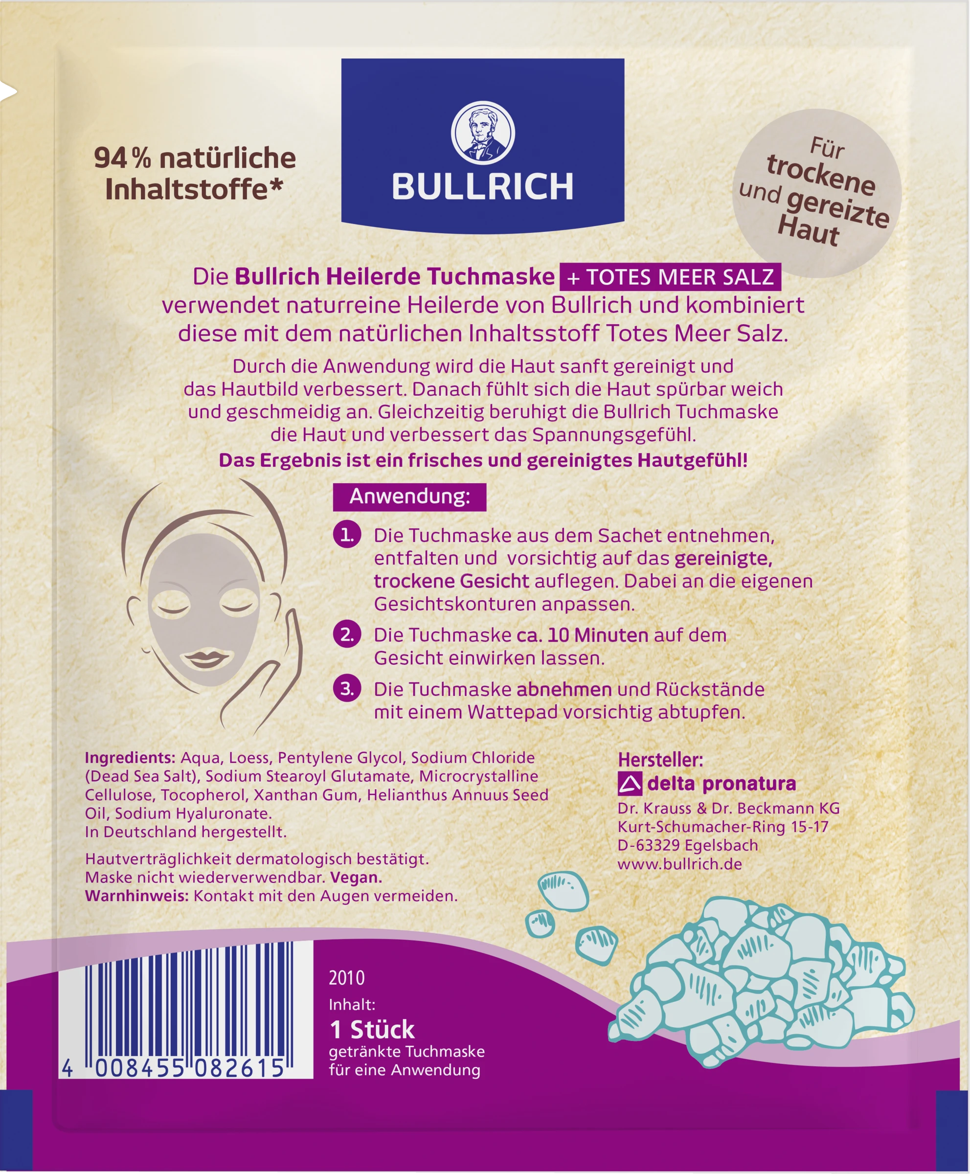 Bullrich Heilerde Tuchmaske + Totes Meer Salz - Image 2